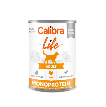 Calibra Dog Life can Adult Turkey with apples 400 g