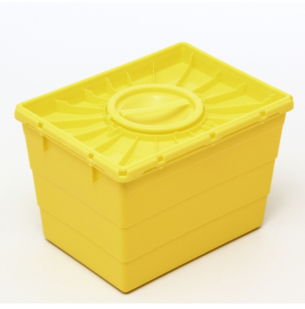 Riskavfallsburk 25 liter gul med dubbel lock