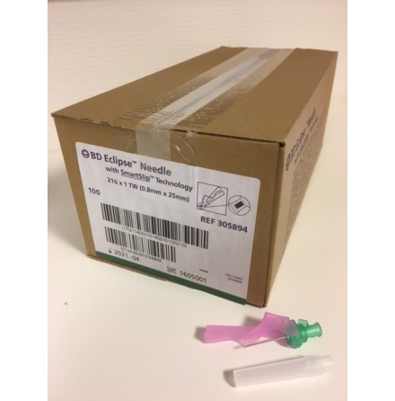 BD Eclipse S�kerhetskanyl 0,8x25mm gr�n/100