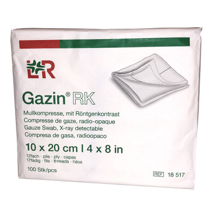 Kompress Gazin med 12lagers rtg tr�d 10x20cm/100